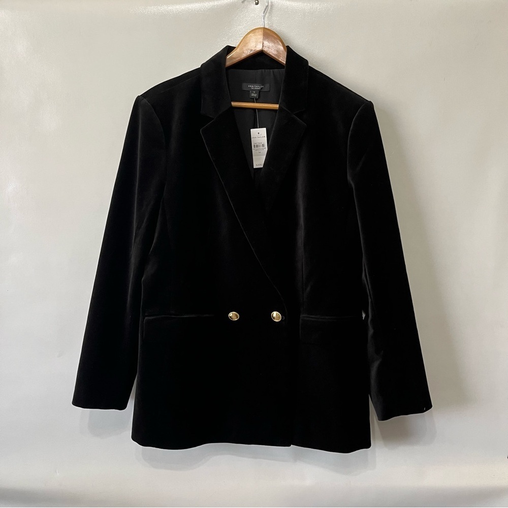 Ann Taylor The Crosby Black Velvet Blazer NWT